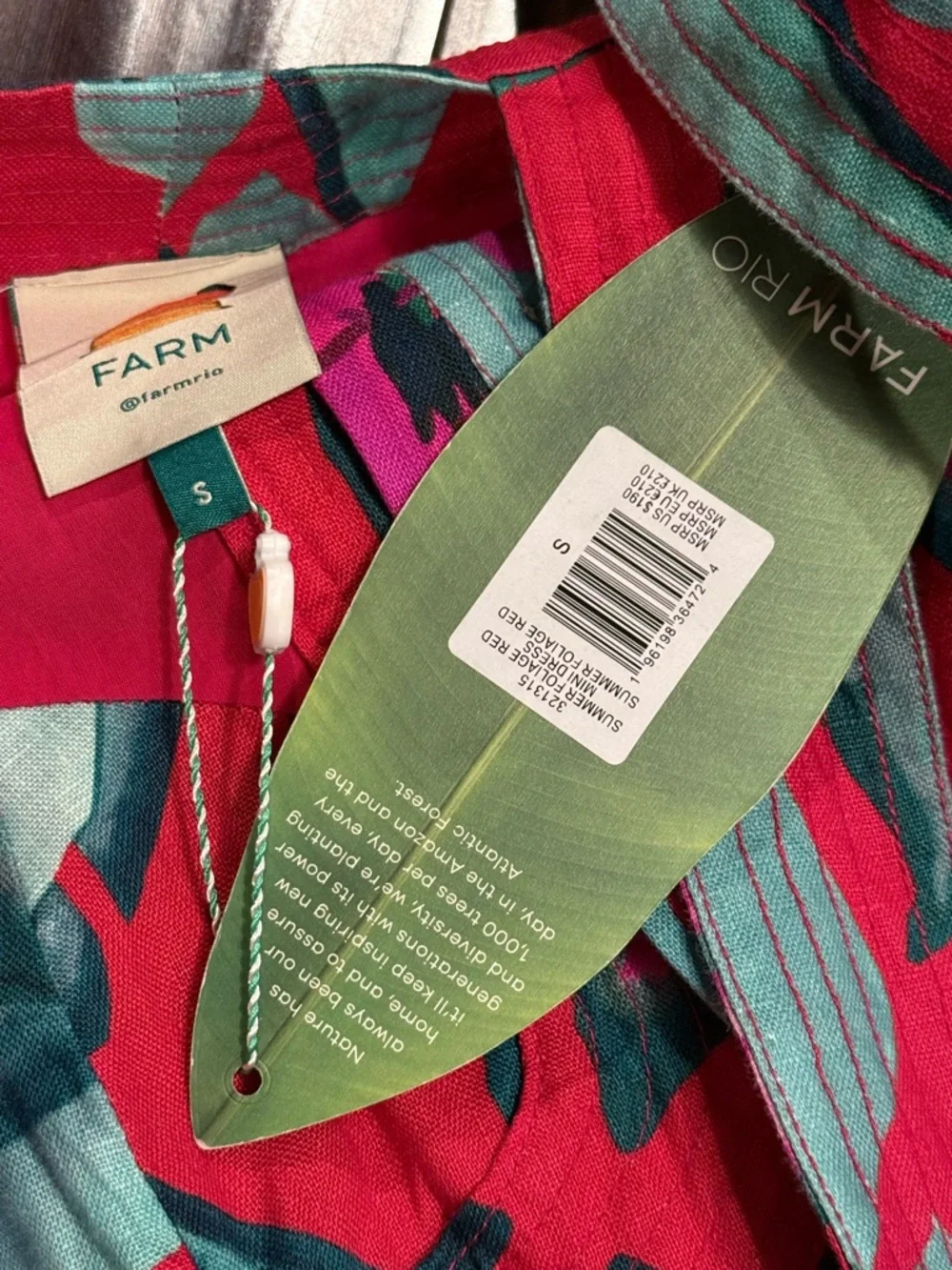 NWT Farm Rio Summer Foliage Linen Mini Dress Size S - Picture 4 of 5